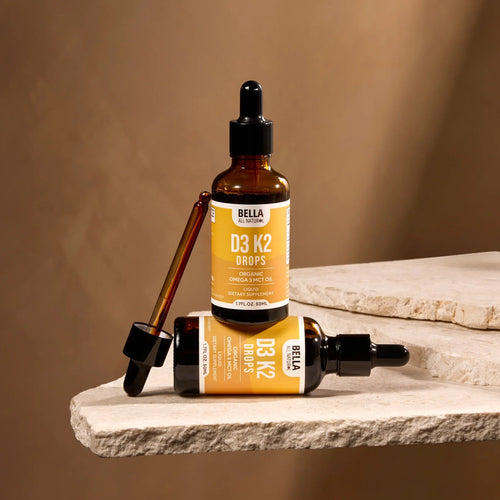 Bella All Natural Gotas de D3 + K2 con Aceite MCT Omega-3 Orgánico